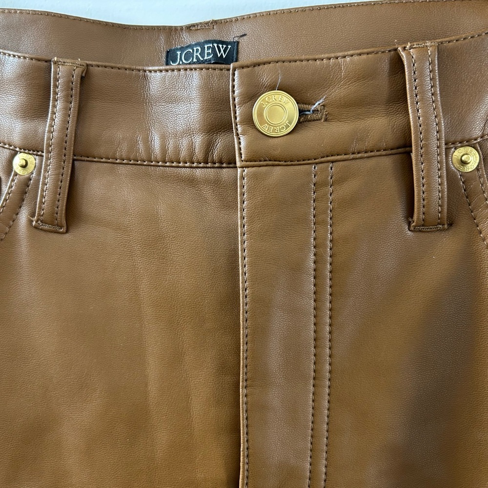 J.Crew Faux Leather Slim Wide Leg Pants Brown Size 27 - Picture 3 of 7